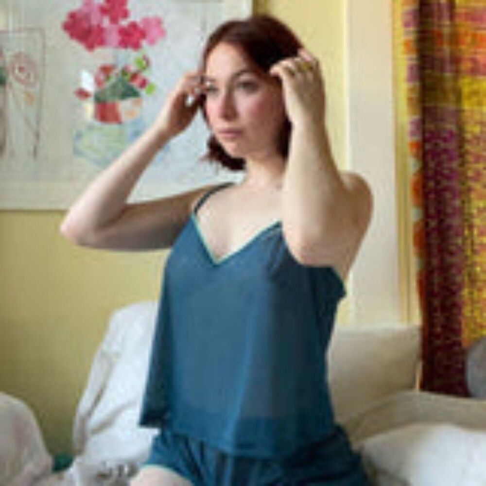 Parade Blue and Teal Archive Sexy Silky Mesh Babydoll Tank Size Large